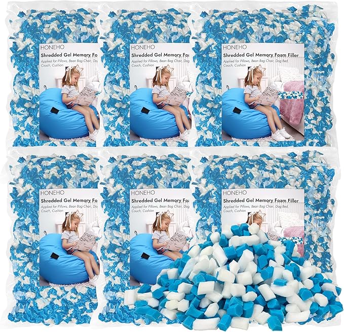 30LBS Shredded Memory Foam Filling Bean Bag Filler, Added Gel Particles Comfortable and Soft,Very Suitable for Filling Bean Bags, Pillows,Dog beds, Couch Cushion