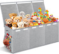 Extra Large Toy Box with Lids - Sturdy Collapsible Kids Storage Organizer Big Bin Chest Basket with Dividers for Boys Girls, Bedroom, Nursery, Living Room, Playroom Organization, 38"x16"x14", Gray
