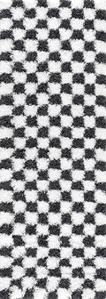 BoutiqueRugs Atira Black and White Checkered Shag Runner Rug - Modern Checkered Shag - High Pile Fluffy Shaggy Carpet for Hallway, Kids Room - White, Black - 2'7" x 7'3" (2x8)