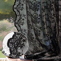 Anmao Vintage Black Lace Curtains 84 Inches Long 2 Panels Set, Romantic Elegant Light Filtering Semi Sheer Floral Thick Lacy Curtain Drapes for Living Room and Bedroom, Each Panel 55W x 84L, Black