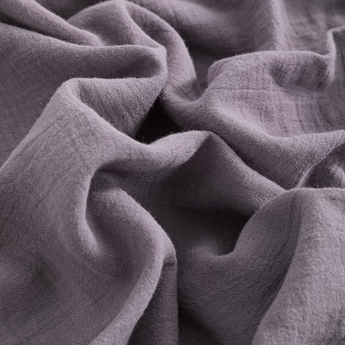 NTBAY 2 Pack Muslin Cotton Mini Crib Sheets, Soft and Breathable Double Layer 24x38 Baby Crib Sheets for Mini Crib and Toddler Mattresses, Boys, Girls, Unisex, Greyish Purple, 24x38 Inches