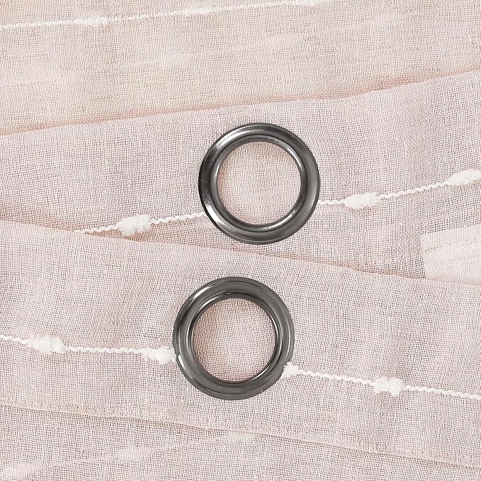 Lush Decor Farmhouse Textured Grommet Sheer Window Curtain Panel Pair, 38"W x 84"L, Blush