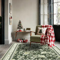 Olive Green Floral Print Area Rugs for Bedroom Living Room Boho Farmhouse Country Rustic Dining Room Carpet Soft Washable Rugs Non Slip Floor Covering for Nursery Playroom 4x6