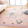 SAFAVIEH Carousel Kids Collection Area Rug - 9' x 12', Blush Pink, Animal Design, Non-Shedding & Easy Care, Ideal for High Traffic Areas for Boys & Girls in Playroom, Nursery, Bedroom (CRK120U)