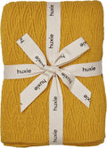 Knitted Organic Cotton Baby Blanket- Swaddle Blanket, 30" x 40" Soft Receiving Blanket for Newborn (Waves-Yellow)