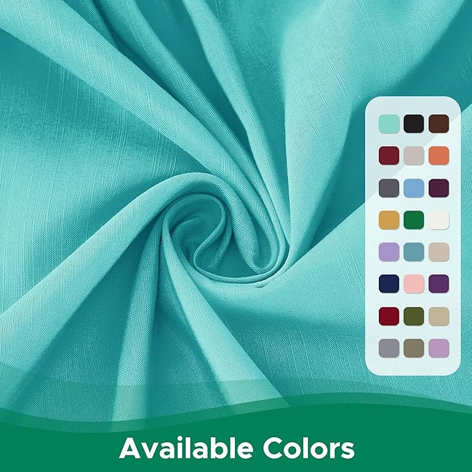 Biscaynebay Wrap Around Bed Skirts for Queen Beds with Short Drop of 12", Aqua Adjustable Elastic Dust Ruffles Easy Fit Wrinkle Resistant Silky Luxurious Fabric Machine Washable