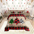 Manfei Plaid Tree Comforter Set Full Size, Wooden Stripe Print Bedding Set 3pcs for Kids Boys Girls Bedroom Decor, Christmas Theme New Year Quilt Set with 2 Pillowcases