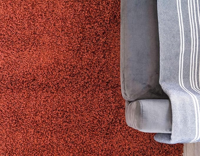 Unique Loom Solid Shag Collection Area Rug (2' 2" x 3' 1" Rectangle, Terracotta)