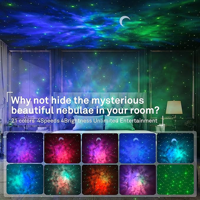 Galaxy Projector,Night Light Star Projector with Bluetooth Speaker, Remot Control LED Nebula Cloud Gift for Kids Room Bedroom Decor, Accompany,Night Light Ambiance