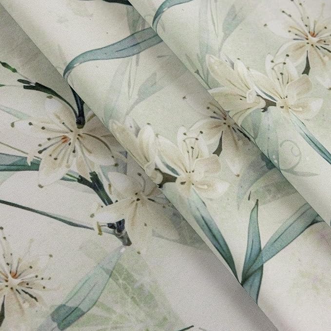 ENJOYBRIDAL White Floral 63 Inch Curtains 2 Panel Set Bedroom Boho Drapes Semi Sheer Dining Room Living Room Rod Pocket Window Curtain Panels Short Farmhouse Country Cute Chic Window Treatments