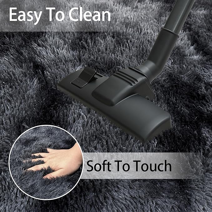6 ft Round Fluffy Large Black Rug for bedroom,Tie Dyed Furry Round Carpet Non Slip Fuzzy Shaggy Plush Circle Big Area Rug for living room Room Nursery Room Playroom Kids Room Home Decor Washable