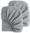 NTBAY 2 Pack Muslin Cotton Mini Crib Sheets, Soft and Breathable Double Layer 24x38 Baby Crib Sheets for Mini Crib and Toddler Mattresses, Boys, Girls, Unisex, Grey, 24x38 Inches