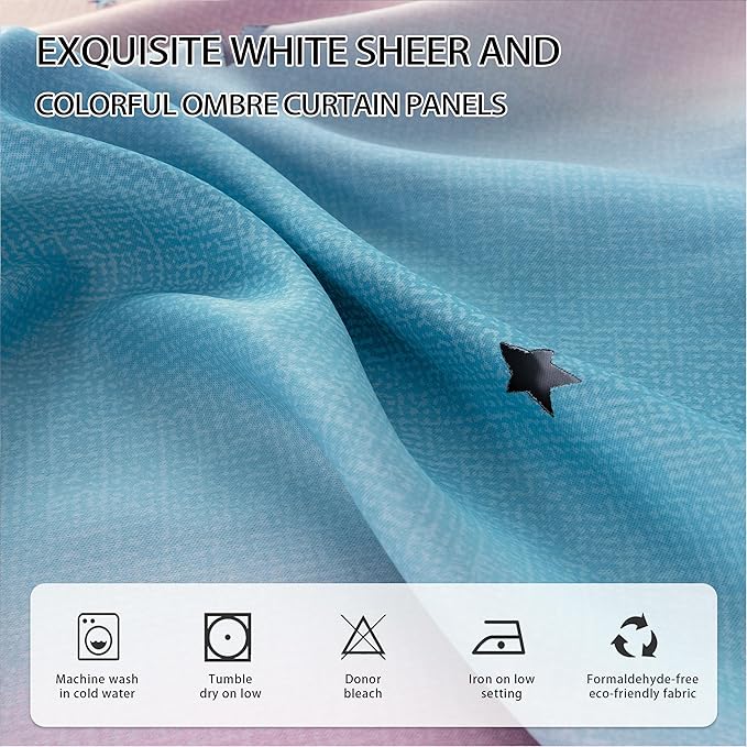 XiDi Pink and Purple Curtains 84 Inches Long for Girls Bedroom 2 Panels Blackout Rainbow Nursery Curtains for Kids Room Unicorn Princess Theme Home Decor Living Room Pink/Purple W52 X L84