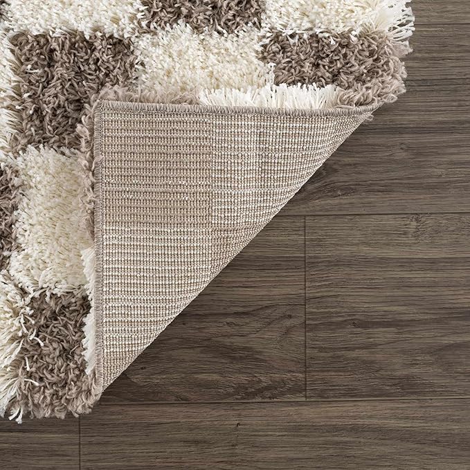 Hauteloom Atira Living Room, Bedroom Area Rug - Contemporary - Plush Pile - Cream, Brown - 9'2" x 12'