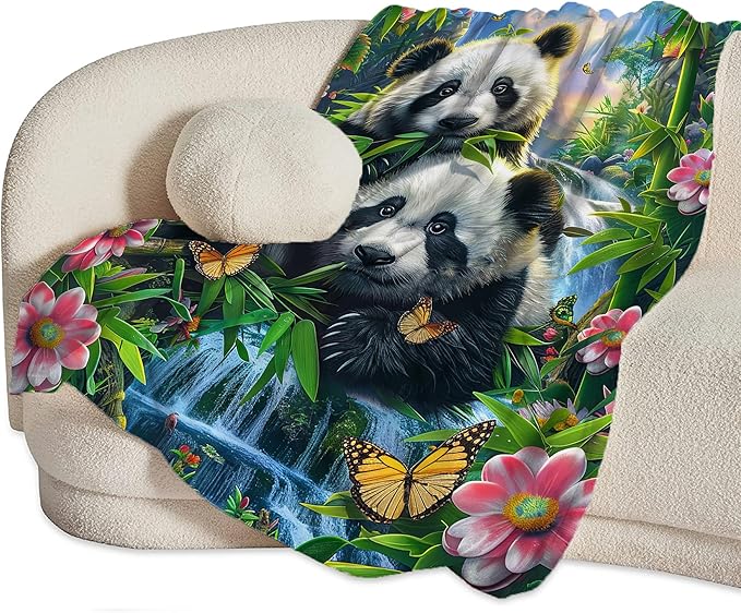 Panda Blanket Funny Pandas Gifts for Girls Boys Woman Kids Cute Panda Lover Bear Throw Blankets Soft Warm Fleece Flannel Plush Blankets for Bed Sofa Couch 50"x60"