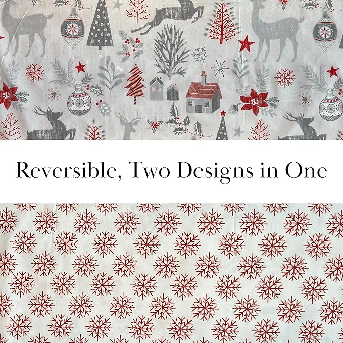 Southshore Fine Living, Inc. 5-Piece Oversized Christmas Comforter Set Twin XL, Reversible Twin Christmas Bedding, Holiday Bedding, 1 Sham, 2 Throw Pillows, 1 Throw Pillow Cover - Holly Jolly