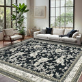 Large Black and Beige Area Rug 9x12 for Living Room Large Charcoal Cream Taupe Pattern Modern Boho for Bedroom Soft Vintage Area Rug Farmhouse Floral Carpet for Dining Room Guest Bedroom Home Decor