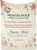 Personalized Christmas Blanket, Santa’s Nice List - Ships Next Day, Printed in USA - Warm Fleece or Sherpa Sofa Throw, Cute Holiday Décor - Customizable Family Throws (Sherpa 50x60)