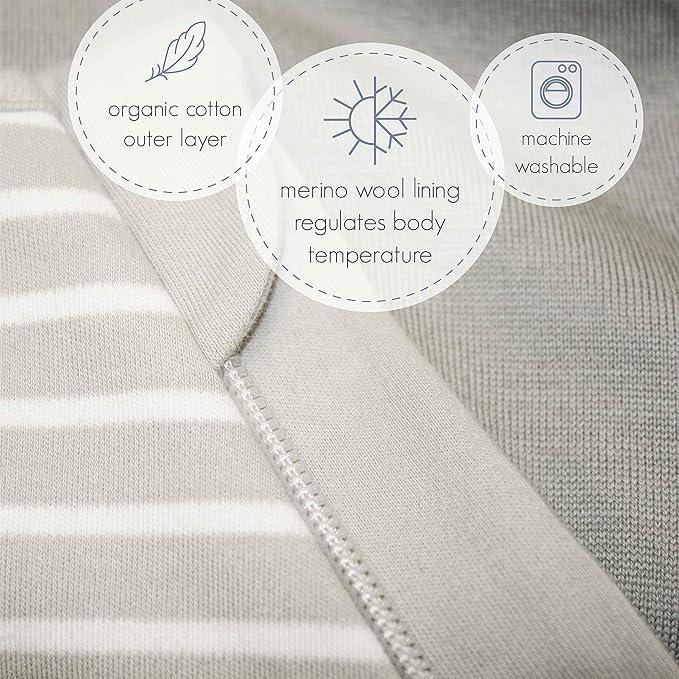 Woolino Merino Wool and Organic Cotton Baby Sleep Bag - 4 Season Classic Sleep Sack - Two-Way Zipper Sleeping Bag for Toddler - 18-36 Months - Panda