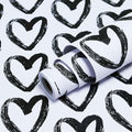 Timeet Modern Heart Peel and Stick Wallpaper - Self Adhesive, 17.7"x78.7", Black and White, Removable, Decorative for Bedroom, Living Room, Bathroom