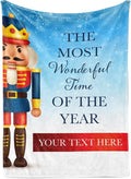 Personalized Nutcracker Christmas Blanket - Ships Next Day, Printed in USA - Plush Fleece Sofa Throw, Holiday Home Decor, Soft Christmas Bedding, Customizable Toddler to Adult Size (Sherpa 60x80)