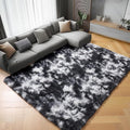 ONASAR Black and White Area Rugs for Living Room Bedroom, 5x8 Fluffy Rug, Washable Soft Plush Shag Floor Carpet for Nursery Kids Girls Boys Teen Baby Dorm Bedside Playroom Indoor Home Decor Aesthetic