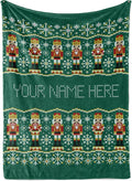 Custom Stitch Style Nutcracker Christmas Blanket - Ships Next Day, Printed in USA - Plush Fleece Sofa Throw, Holiday Home Decor, Soft Bedding, Customizable Toddler to Adult Size (Fleece 50x60)