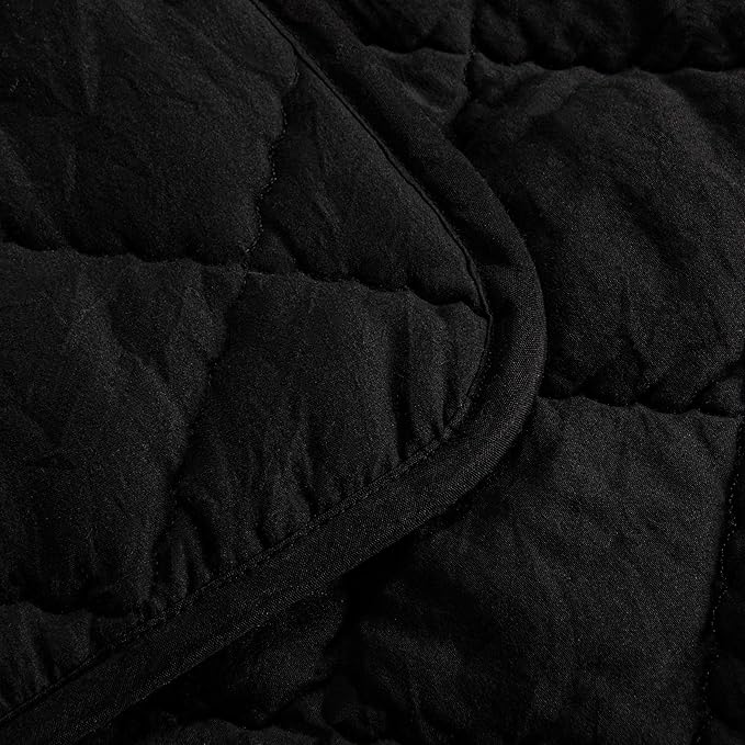 FLXXIE Machine Washable Microfiber Down Alternative Oversized Toddler Comforter, Super Soft and Lightweight Kids Crib Quilted Blanket for Stroller, Travel, 43x60 Inches, Black