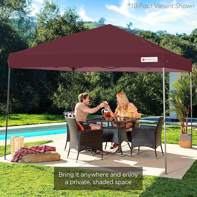 Best Choice Products 12x12ft 1-Person Setup Pop Up Canopy Tent Instant Portable Shelter w/ 1-Button Push, Case, 4 Weight Bags - Burgundy