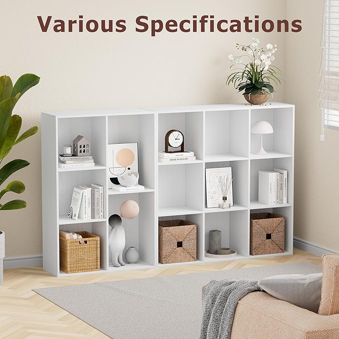 6 Cube Storage Organizer, Wooden Cube Shelves with Closed Back Panel, Reversible Bookcase, Cubes Closet Organizer for Home, Living Room, Kids Room, Office, Bedroom, Study, Hallway