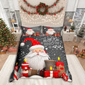 Christmas Duvet Cover Set Twin Size Santa Claus with Candles and Gift Boxes Print Bedding Set 2pcs for Kids Boys New Year Theme Comforter Cover Winter Snow Quilt Cover with 1 Pillowcase,No Comforter