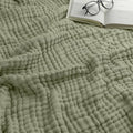 Comfy Cubs Muslin Throw Blanket - 50” x 60” Quilted Design - Lightweight, Breathable 6-Layer Gauze Fabric - Soft Cotton Blanket for Home or Travel - Packaged in Elegant Gift Box - Sage