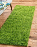 Unique Loom Solid Shag Collection Area Rug (2' 7" x 10' Runner Grass Green)