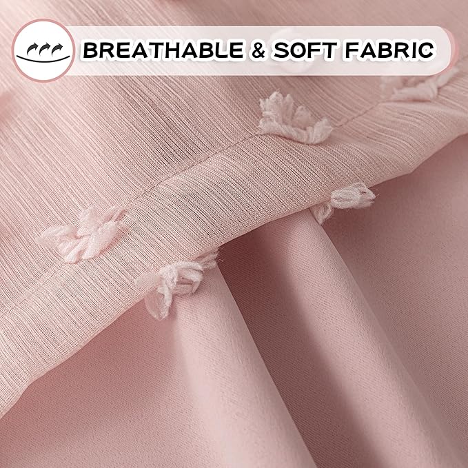 MYSKY HOME Pink Curtains for Bedroom 95 Inches Long Living Room Curtain with Pink Pom Pom Sheer for Dining Room Grommet Double Layer Nursery Curtain Drapes Room Darkening Window Panels 52 Wide