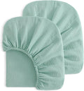 NTBAY 2 Pack Muslin Cotton Crib Sheets, Soft and Breathable Double Layer 28x52 Baby Crib Sheets for Standard Crib and Toddler Mattresses, Boys, Girls, Unisex, Mint, 28x52 Inches