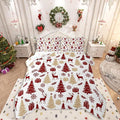 Feelyou Christmas Comforter Set All Season Xmas Tree Bedding Set with 2 Pillow Cases Reindeer Microfiber Kids King Bedclothes Snowflake Gift Bedroom Decor Duvet Quilt Breathable Soft Lightweight