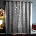 Kinryb Sheer Overlay Curtains for Girls Bedroom, 84 Inches Double Layer Panles with Star Cutout for Kids Room (52 W x 84 L Inches,2 Pcs Silver Grey)