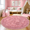 Round Fluffy Carpet 6FT Blush - Super Soft Circle Rug for Kids Room - Shaggy Circular Rug for Nursery