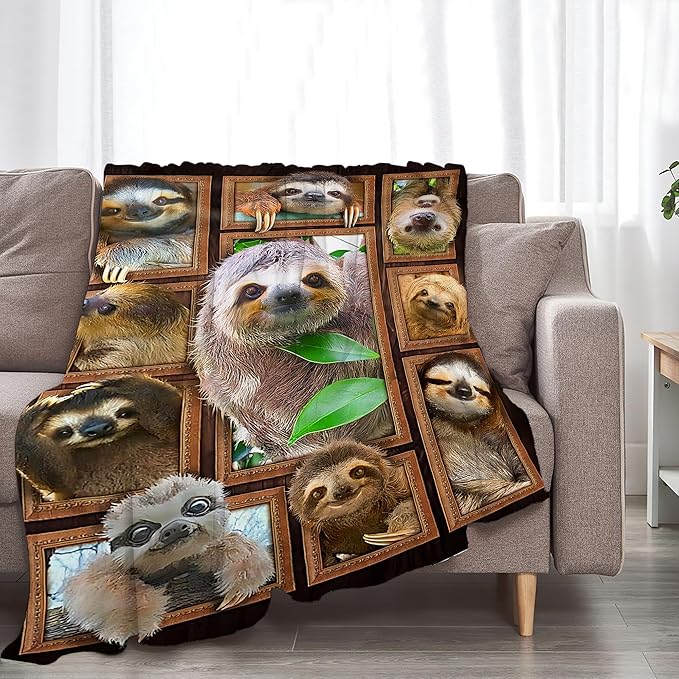 Sloth Throws - Soft Warm Cozy Fleece Blanket for Women, Men, Kids & Adults - 80"x60"