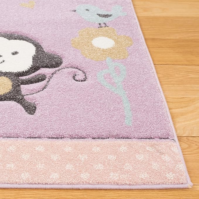 SAFAVIEH Carousel Kids Collection Runner Rug - 2' x 8', Purple, Animal Design, Easy Care & Non-Shedding, Ideal for High Traffic Areas for Boys & Girls in Playroom, Nursery (CRK120V-28)