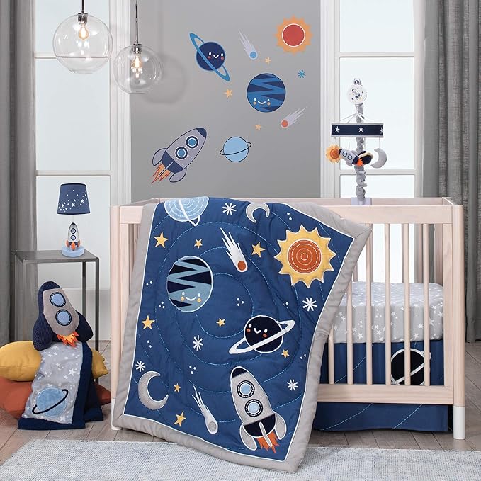 Lambs & Ivy Milky Way Gray/White Stars 100% Cotton Baby Fitted Crib Sheet
