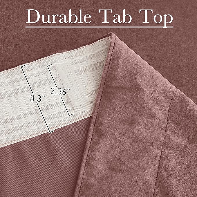 StangH Wild Rose Pink Curtains 100 inches Long Back Tab Thermal Insulated Light Reducing Drapes for Sliding Door Living Room Home Decoration for Bedroom, W52 x L100, 2 Panels