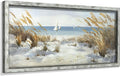 Framed Ocean Wooden Wall Art: Coastal Oil Painting Style 48"x24" Ocean Pictures Seascape Art Beach Prints Artwork for Office