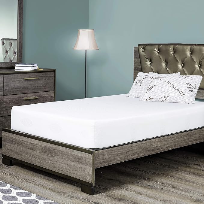 Fortnight Bedding 10 inch Twin XL Gel Infused Memory Foam Mattress with White Stretch Knit Fabric - CertiPUR-US Foam – 10 Year Warranty - Made in USA