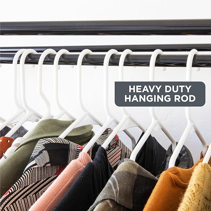 HOLDN’ STORAGE Portable Wardrobe Closet - 65 lb Large Capacity, Internal Heavy Duty Metal Rod, Zipper & Clear Window, Durable Clothes Organizer, Tool-Free Easy Assembly, Dark Gray Canvas Cover