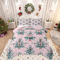 Feelyou Merry Christmas Kids Comforter Set Toddler Size Green Xmas Tree Bedding Set Pink Bow Duvet Quilt for Kids Boys Girls Bedroom Decor Microfiber Ultra Soft Breathable