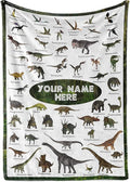 Personalized Dinosaur Blanket for Kids, Ships Next Day - Dino Throw Blanket for Boys and Girls, Toddler Bed, Room & Bedroom Decor - Educational Blankets for Children - USA Based (Fleece - 50x60)