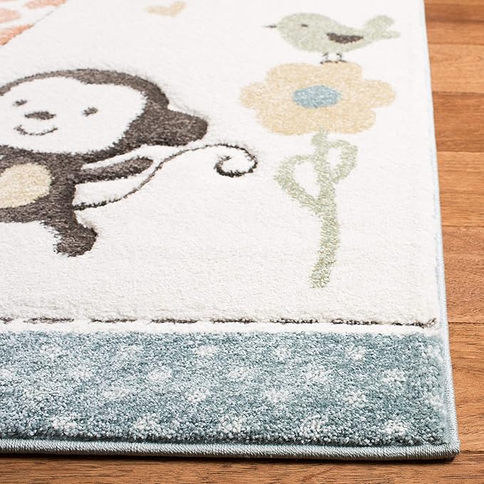 SAFAVIEH Carousel Kids Collection Runner Rug - 2' x 8', Ivory, Animal Design, Non-Shedding & Easy Care, Ideal for High Traffic Areas for Boys & Girls in Playroom, Nursery, Bedroom (CRK120A)