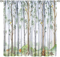 Kids Animal Curtains, Watercolor Natural Forest Animal Hedgehog Fox Butterfly Rabbits Forest Print Curtain Boys and Girl Bedrooms 42x63in
