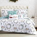 Southshore Fine Living, Inc. 6-Piece Reversible Christmas Bedding Cal King/King, White Christmas Comforter Set King, 2 Shams, 2 Throw Pillows, 1 Throw Plllow Cover, Holiday Bedding - Happy Holidays